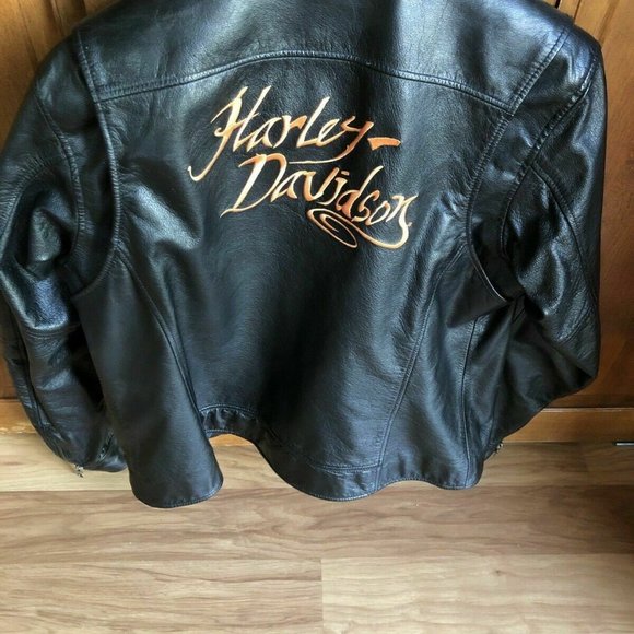 HARLEY LEATHER GOLD SCRIP FASHION JACKET LARGE - Picture 4 of 7